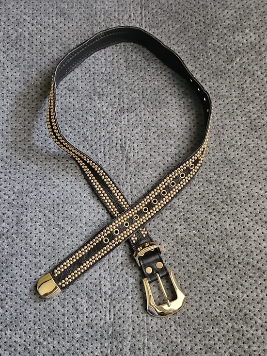 Christian Louboutin Accessories - Christian Louboutin Leather Studded Belt with Gold Hardware
